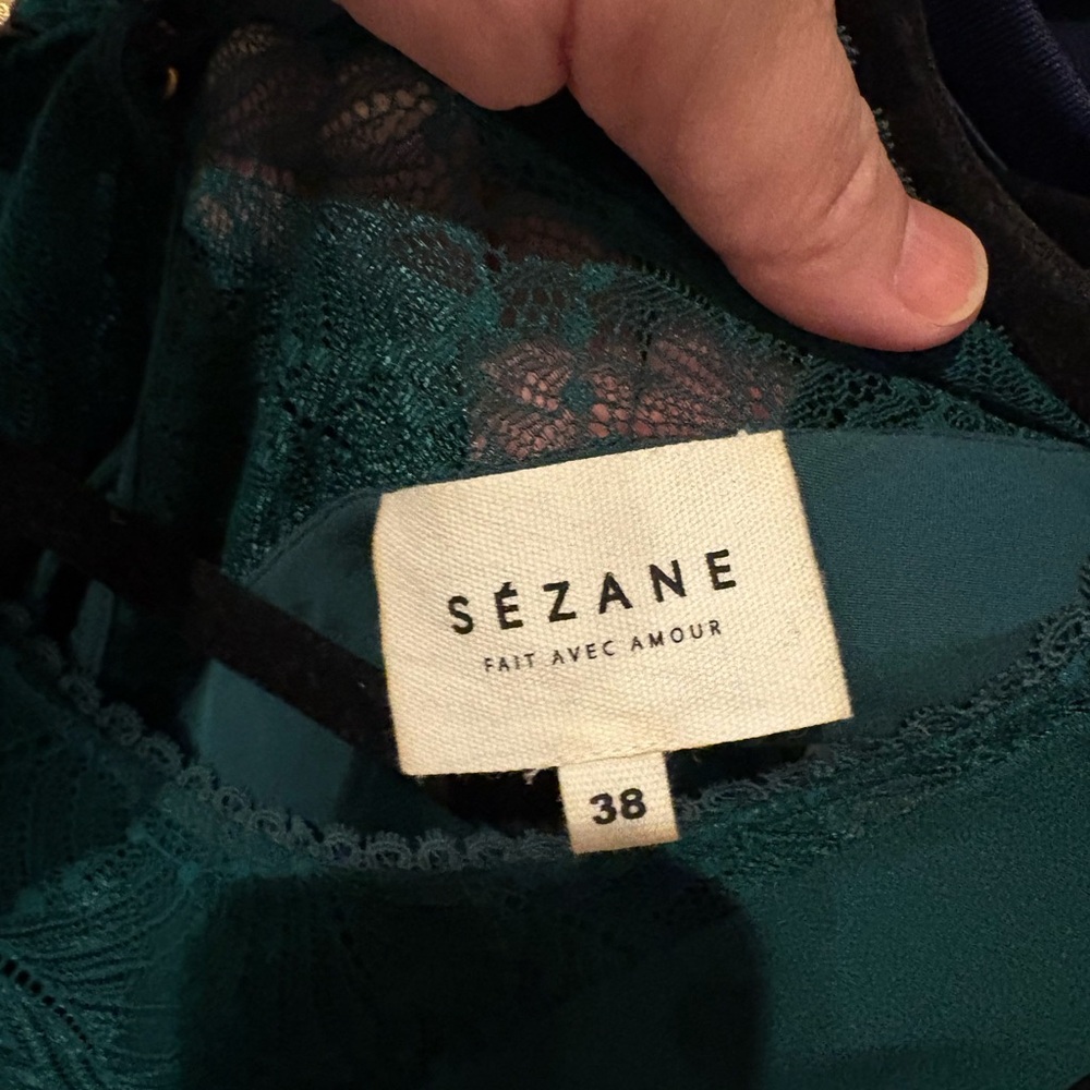 Sezane - Green lace drop waist dress - size 38/medium (US 6/8) - Picture 3 of 3